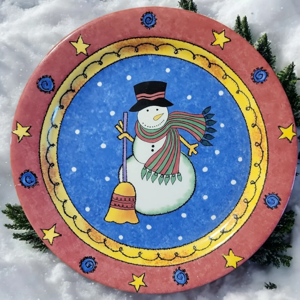 Sweet Shoppe Christmas Sango Salad Dessert Plate #3041 Sue Zipkin Snowman Red